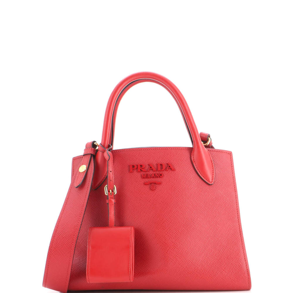 Prada Small Monochrome Tote Saffiano with City Calf